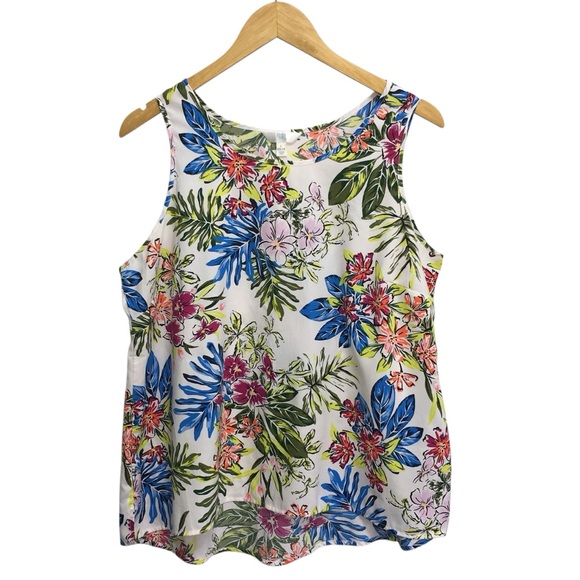 Time and Tru Tops - Time and Tru Sleeveless Floral V-Neck Lightweight Top - Women’s Large 12/14